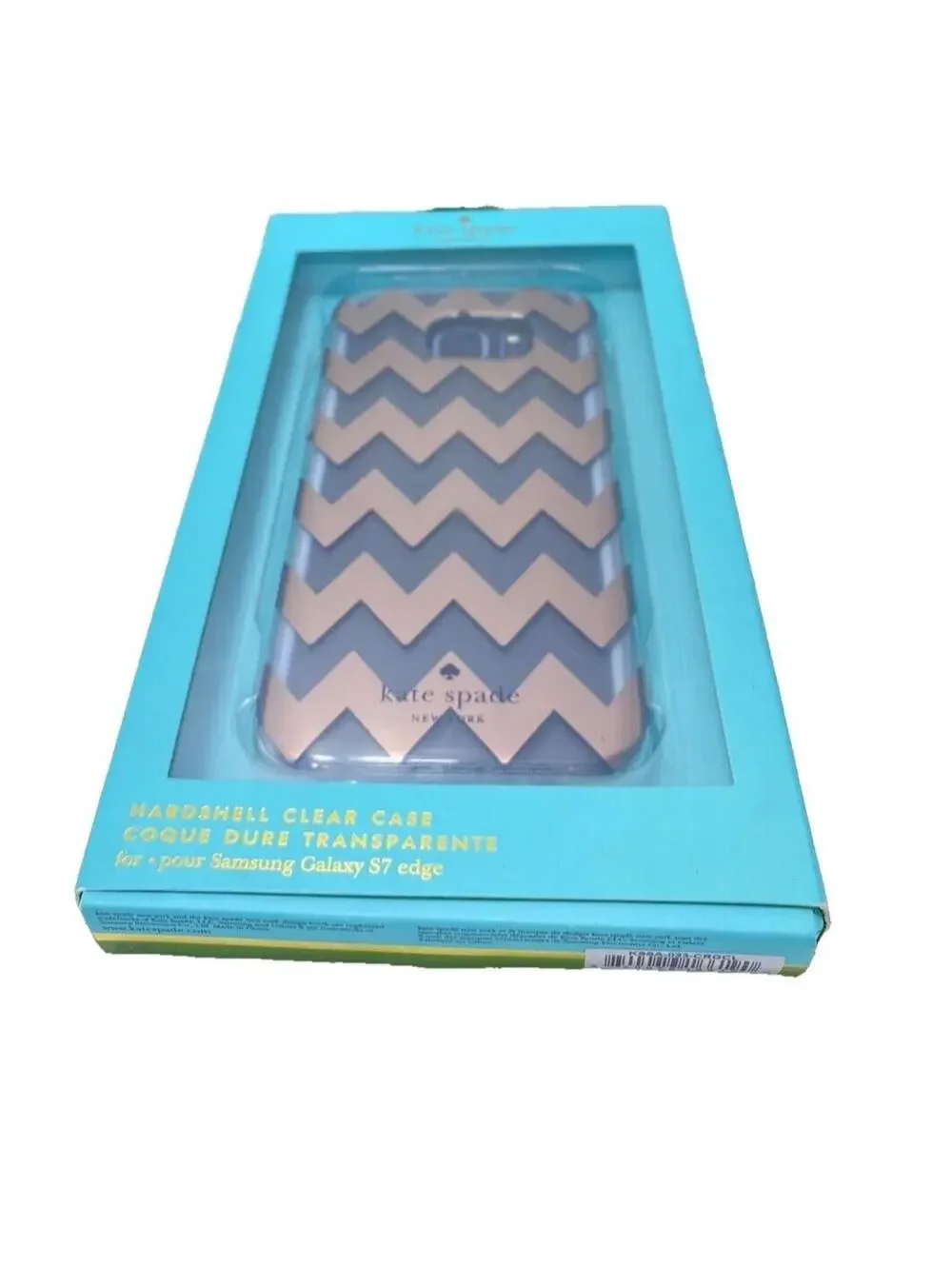Kate Spade Samsung S7 Edge Phone Case Hardshell Cover Chevron Rose Gold Clear